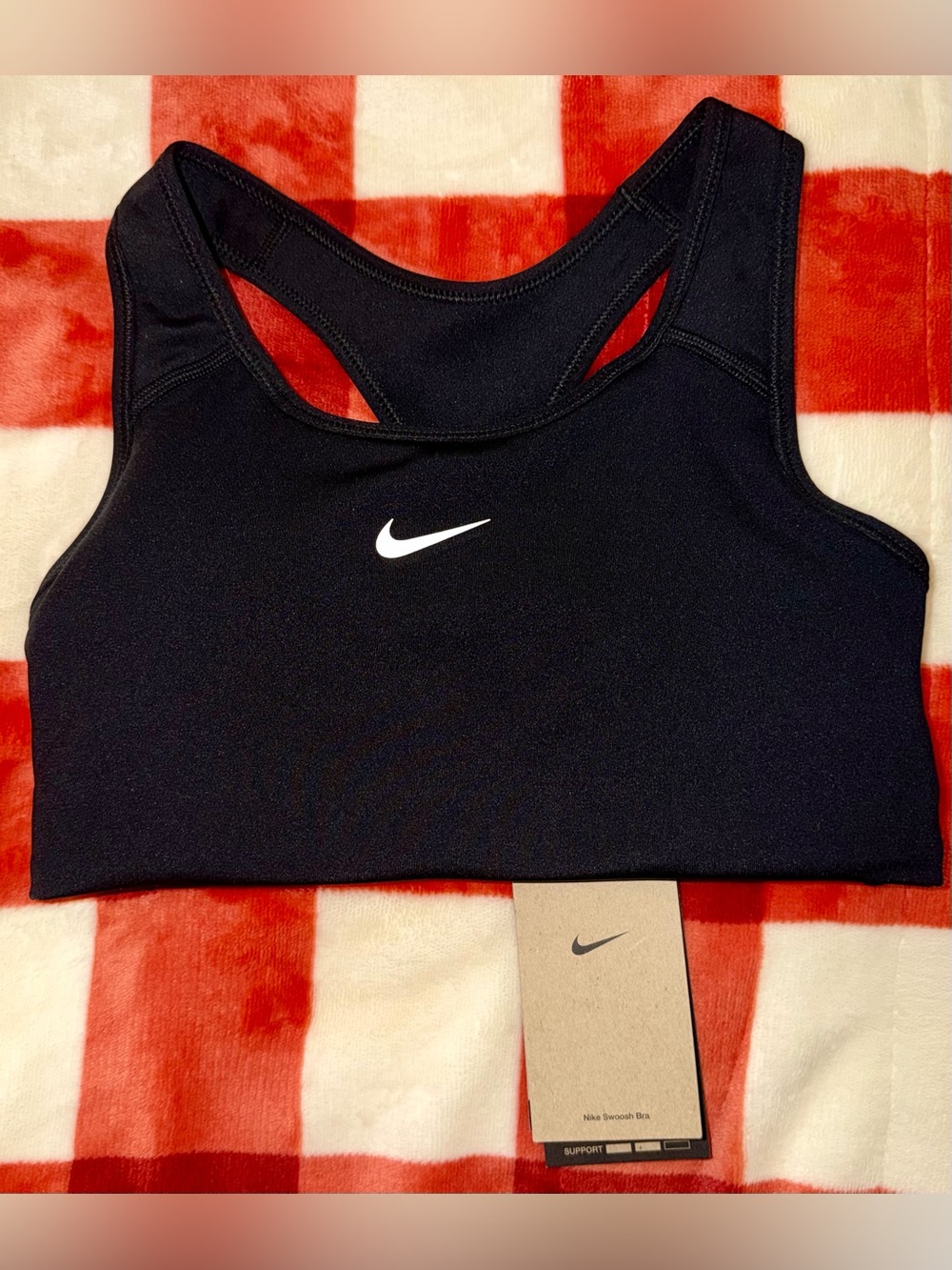 Nike Black Sports Bra with White Swoosh - Racerback
